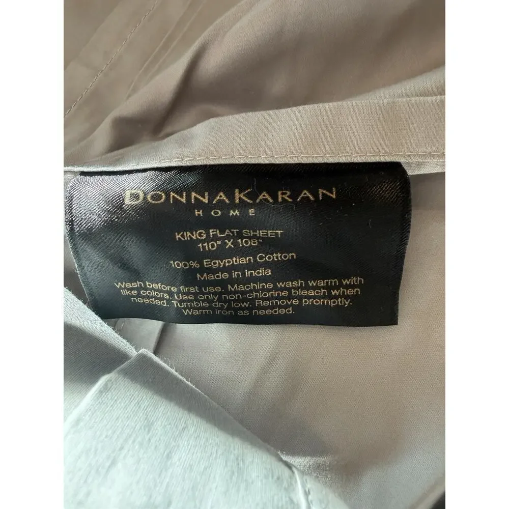Donna Karan Luxe Egyptian Giza Cotton King Flat Sheets Platinum NEW